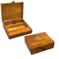 Duże drewniane pudełko Amsterdam wyposażone w solidny zamek
